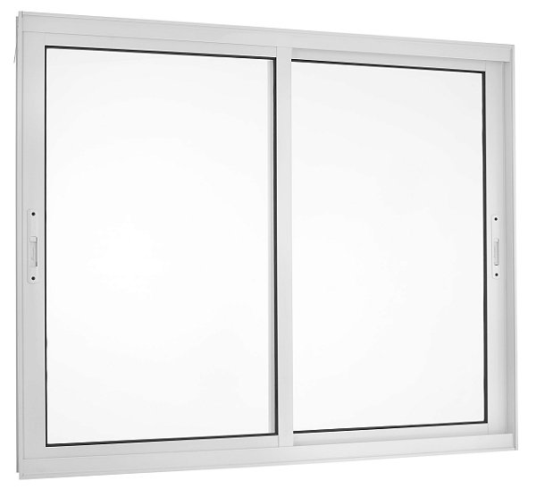 Janela de correr alumínio branco 2 folhas móveis sem grade vidro liso incolor - linha 25 topsul esquadrisul