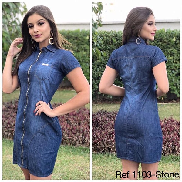 vestido jeans com ziper