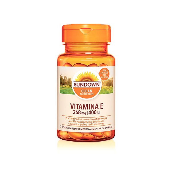 Vitamina E 400UI Sundown - Saúde da Pele e Antioxidante  - 30 Cápsulas