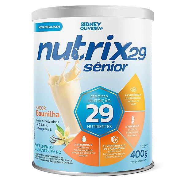 Nutrix 29 Sênior Baunilha Sidney Oliveira - Suplemento Nutricional 400g