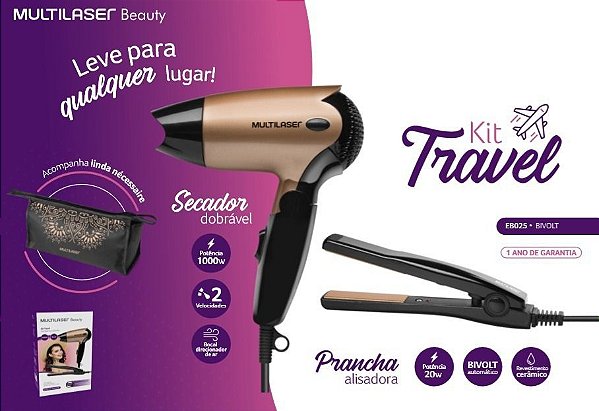 Prancha E Secador Kit Viagem Portátil Gratis Necessarie