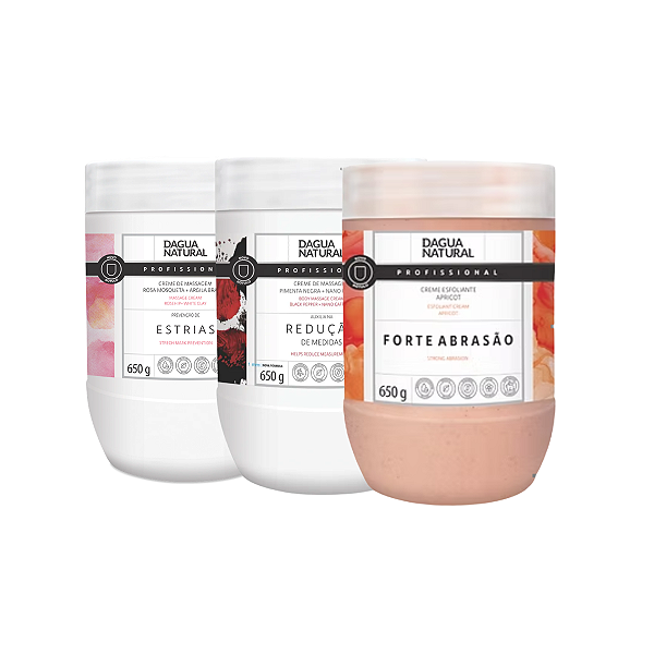 Creme Pimenta Negra + Esfoliante 650g+ Creme Rosa Mosqueta
