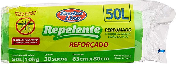 Sacos De Lixo Repelente Perfumado 50l Embalixo C/30 U