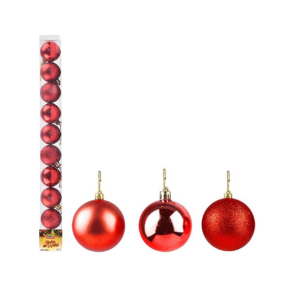 Bolas Arvore de Natal TAM 5 Vermelhas Decoração 10 Peças