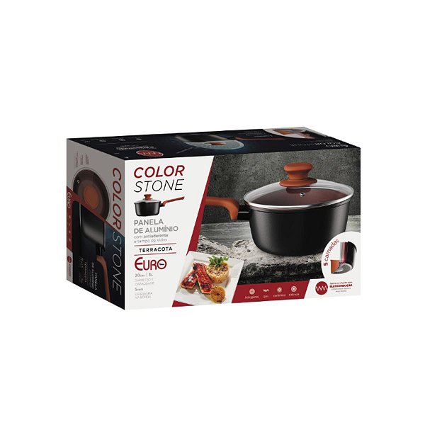 Panela Colorstone 20cm Indução Antiaderente Euro Home