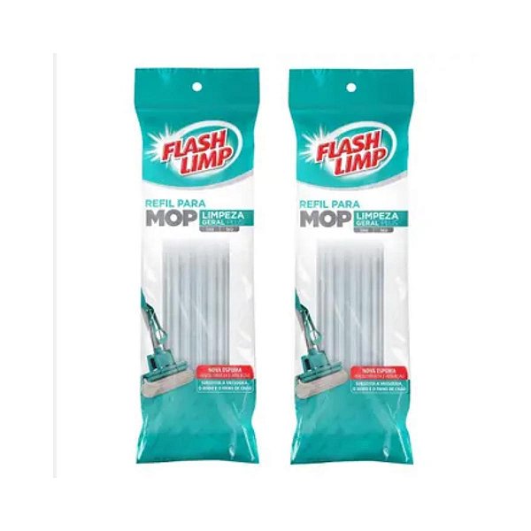 2 Refil Mop Rodo Flash Limp Limpeza Geral Plus