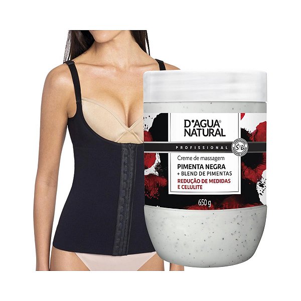 Kit Pimenta Negra 650g e Corpete Cinta Modeladora Lupo