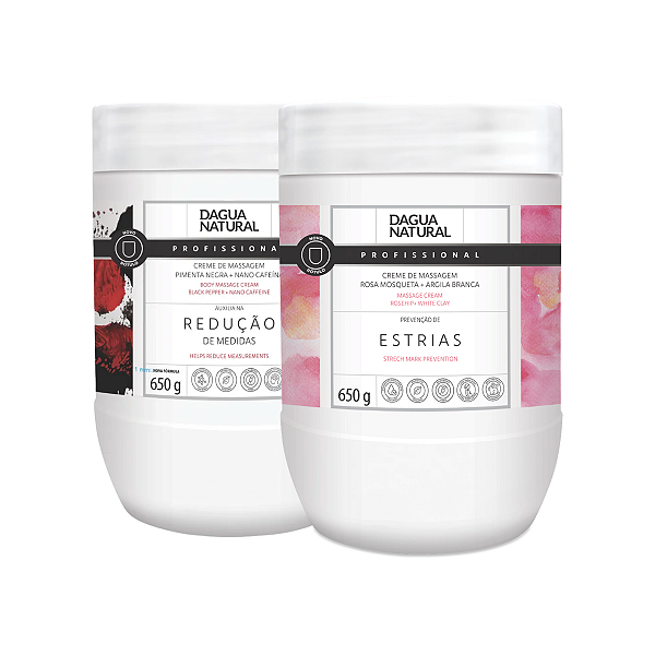 Creme De Pimenta Negra 650g + Creme Rosa Mosqueta Com Argila 650g D'agua Natural