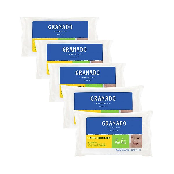 Kit 5 Lenços Umedecidos Tradicional 50 unidades Granado