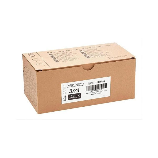 Seringa Luer Lock 3ml C Agulha De Segurança 30mm X 0,7mm 22g