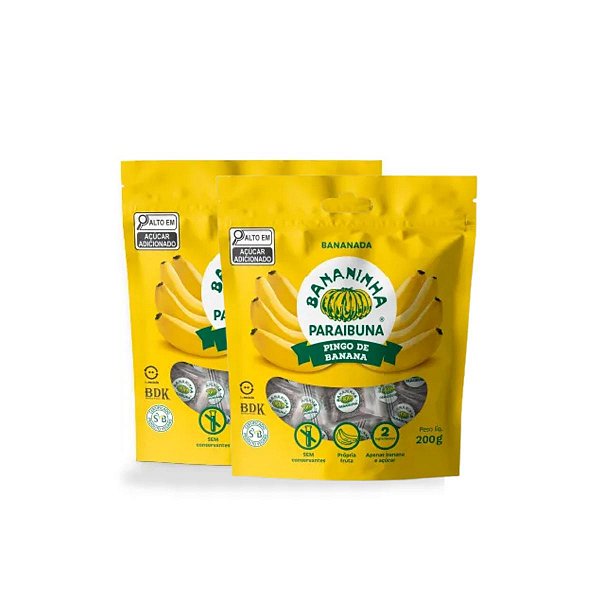 Kit 2 Balas Pingo de Banana 200g Bananinha Paraibuna