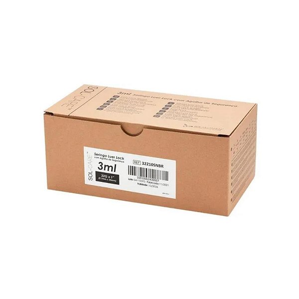 Seringa Luer Lock 3ml C Agulha De Segurança 25mm X 0,7mm 22g
