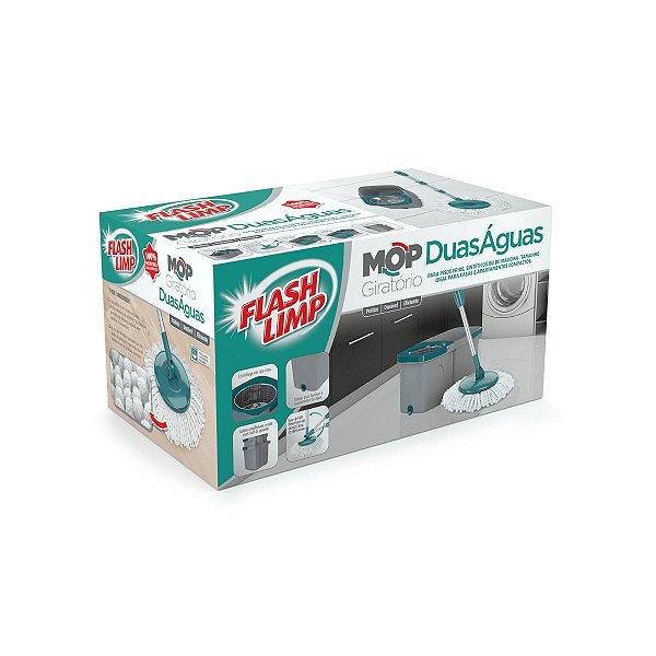 Esfregão Mop Giratório Duas Águas Fit Flash Limp
