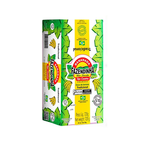Doce Bananinha Tradicional 720g Com 24 Unidades Fazendinha