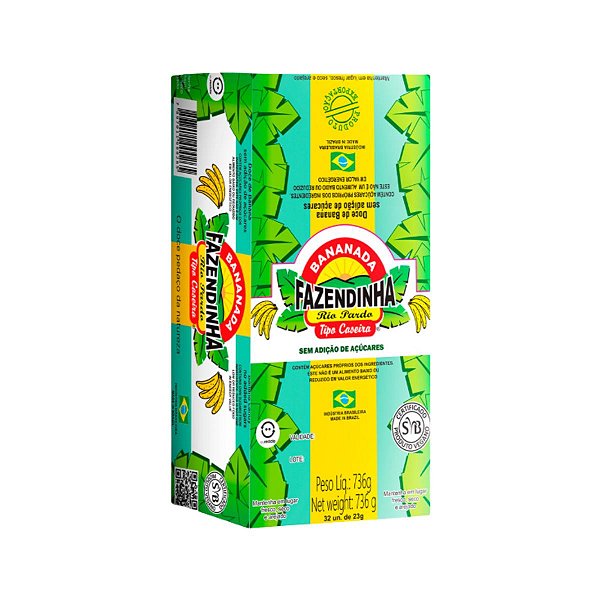 Doce Bananinha S/açúcar C/32 Unidade de 23g Fazendinha