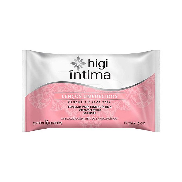 Lenço Umedecido Íntimo 20cm x 15cm 16 Folhas Higi Íntima