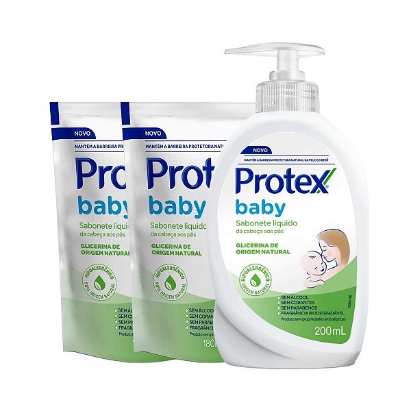 Kit Sabonete Liquido Protex Baby Glicerinado + 2 Refil