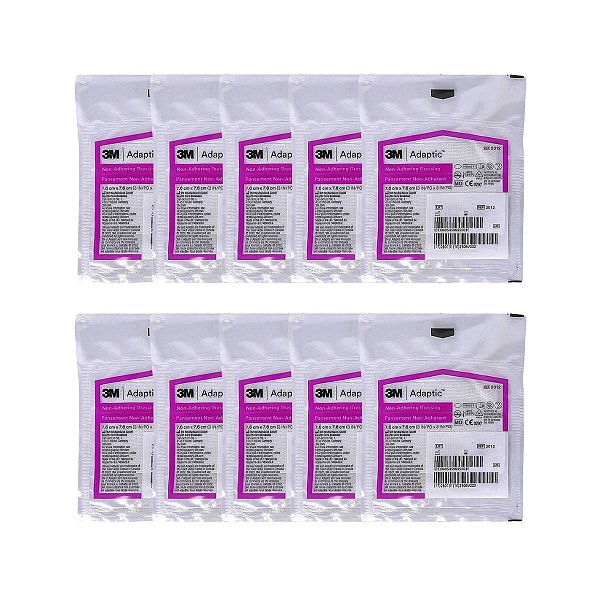 Kit 10 Curativo Não Aderente Adaptic 7,6 x 7,6cm 3M