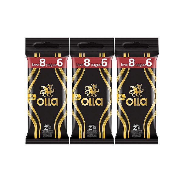 Kit 3 Camisinhas Preservativo Lubrificado Olla 8 Unidades