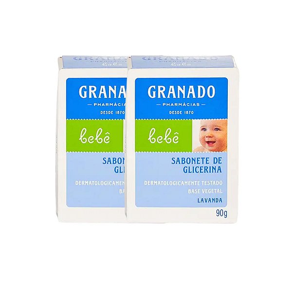 2 Sabonete Barra de Glicerina Granado Bebê Lavanda 90g