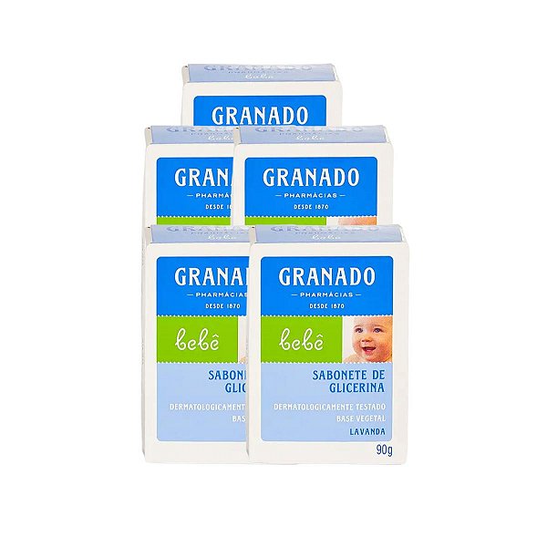 5 Sabonete Barra de Glicerina Granado Bebê Lavanda 90g