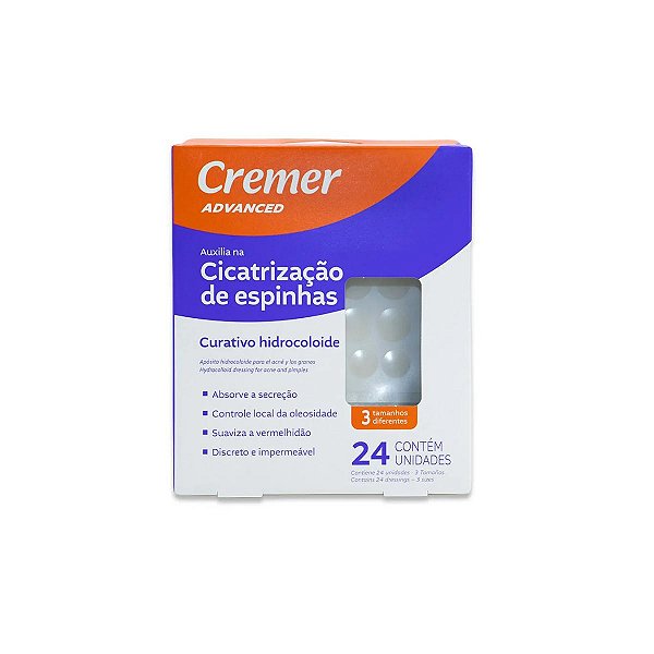 Curativos Hidrocoloide Acnes e Espinhas 24un Cremer