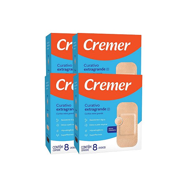 4 Curativo Cremer Extra Grande Bege 8 unidades Cada