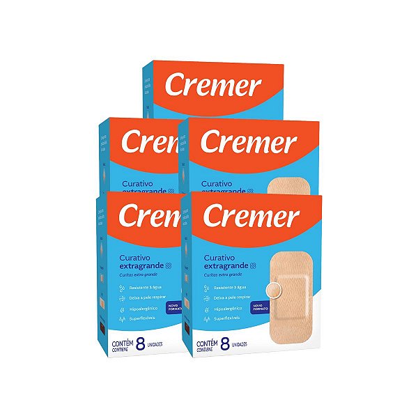 5 Curativo Cremer Extra Grande Bege 8 unidades Cada