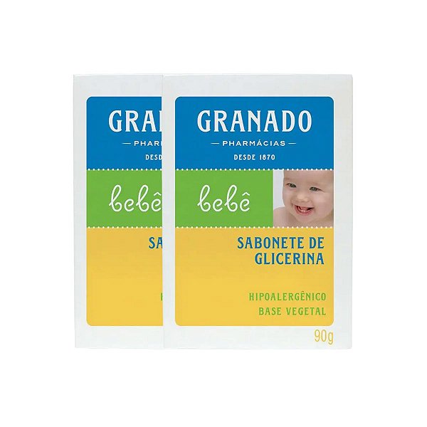2 Sabonete em Barra de Glicerina Granado Bebê Tradicional 90g