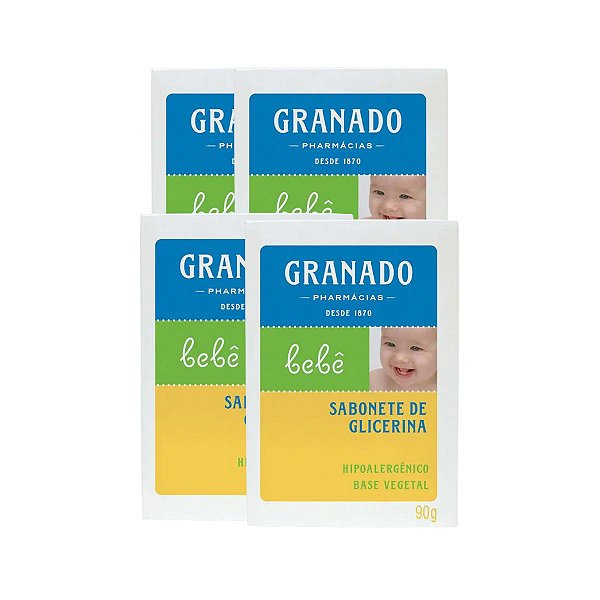 4 Sabonete em Barra de Glicerina Granado Bebê Tradicional 90g
