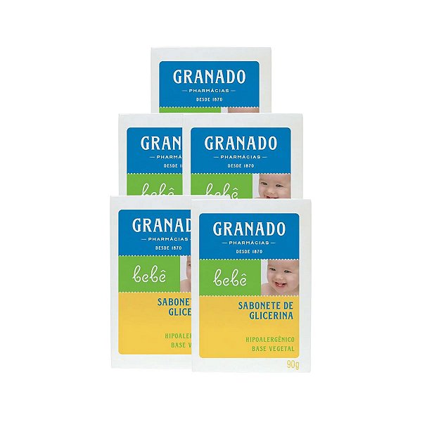5 Sabonete em Barra de Glicerina Granado Bebê Tradicional 90g