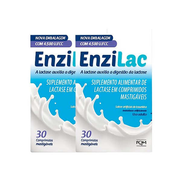 2 Enzilac 4.500FCC Lactase 30 Comprimidos Mastigáveis