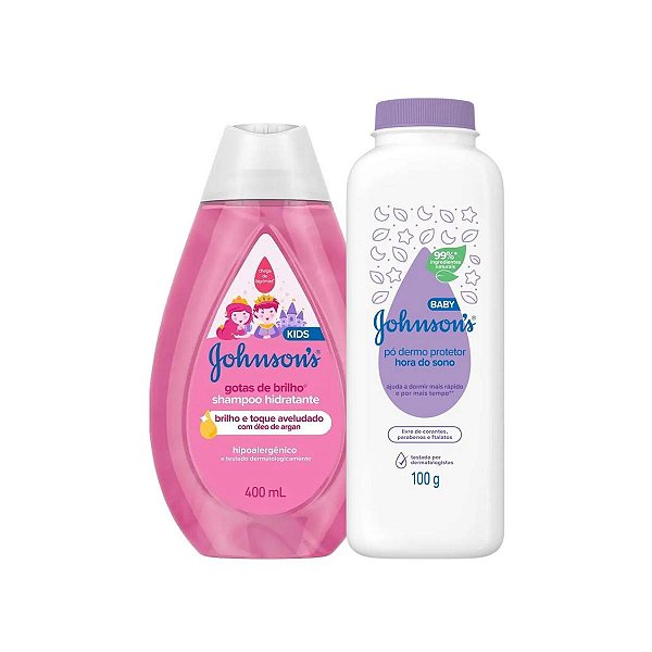 Shampoo Gotas de Brilho 400ml e Talco Hora do Sono JOHNSON'S