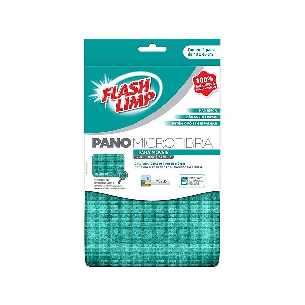 Pano Microfibra Limpeza Para Moveis Flash Limp