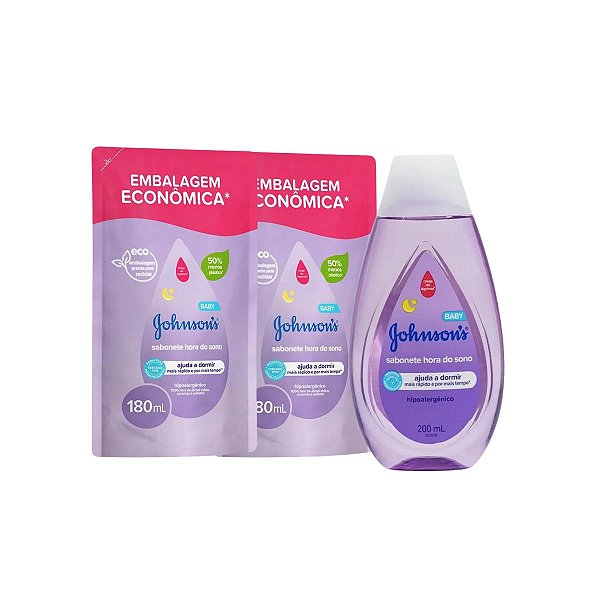 Kit Sabonete Hora do Sono 200ml Johnson's Com 2 Refil 180ml