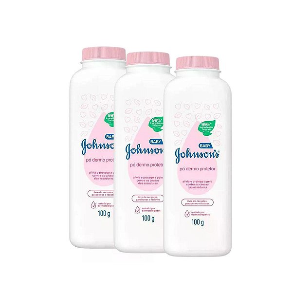 Kit 3 Talco Pó Dermo Protetor Johnson's Baby 100g