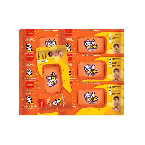 Kit 7 Toalha Umedecida Piquitucho Essential 96 Unidades Cada