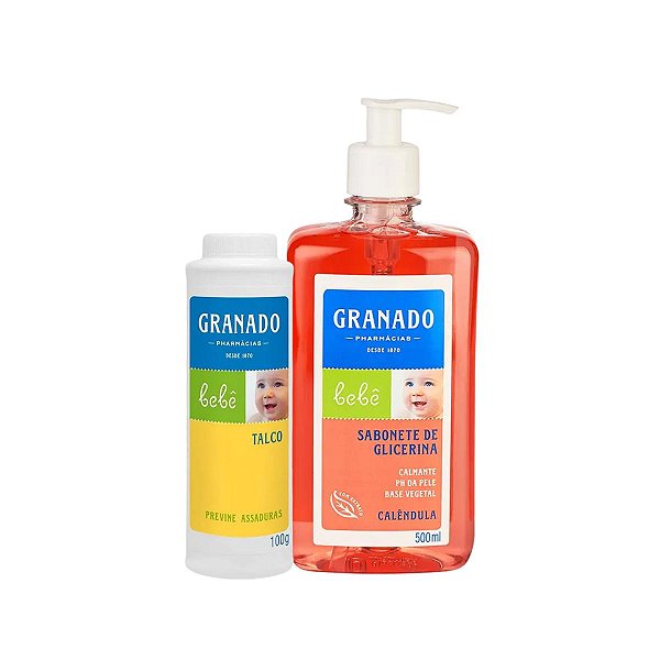 Kit Sabonete Liquido Calêndula 500ml e Talco Bebê Granado
