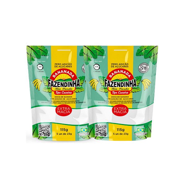 Kit 2 Doce Bananinha S/açúcar C/5 Unidade de 23g Fazendinha