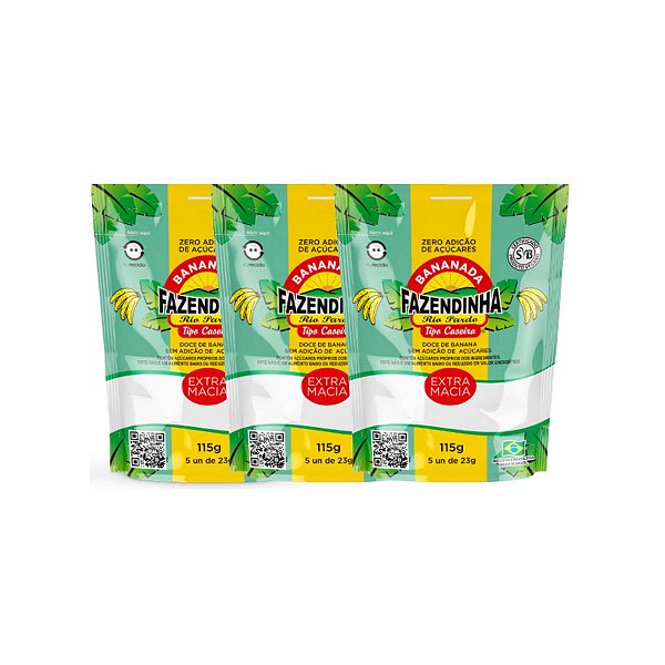 Kit 3 Doce Bananinha S/açúcar C/5 Unidade de 23g Fazendinha