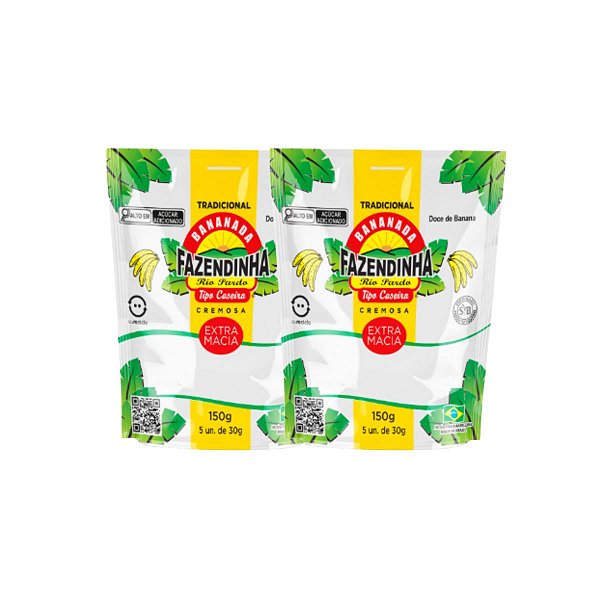 2 Doce Bananinha Tradicional 150g Com 5 Unidades Fazendinha