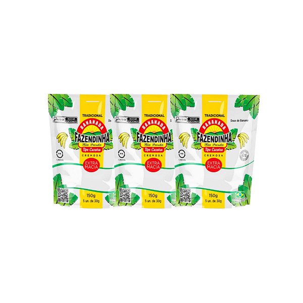 Kit 3 Doce Bananinha Tradicional 150g Com 5 Un Fazendinha