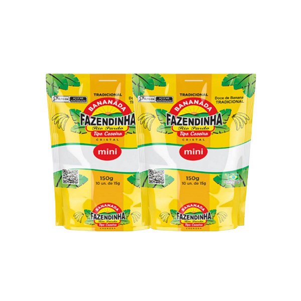 2 Mini Doce Bananinha Tradicional 150g Com 10 Uni Fazendinha