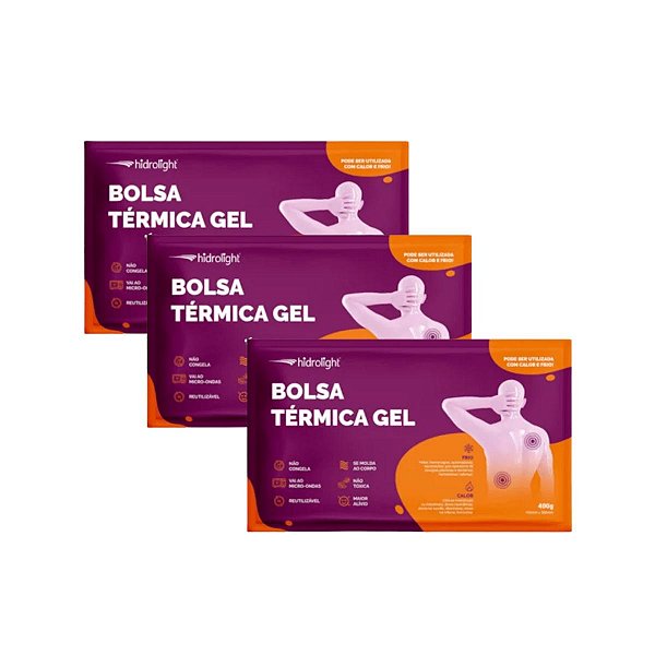 3 Bolsa Gel Térmica compressa Dores 400g Quente e Frio