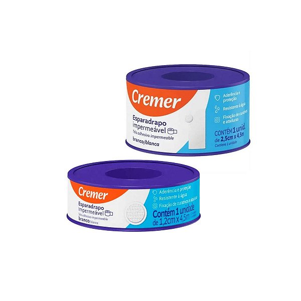 Kit Esparadrapo Impermeável 1,2cm e 2,5cm Cremer