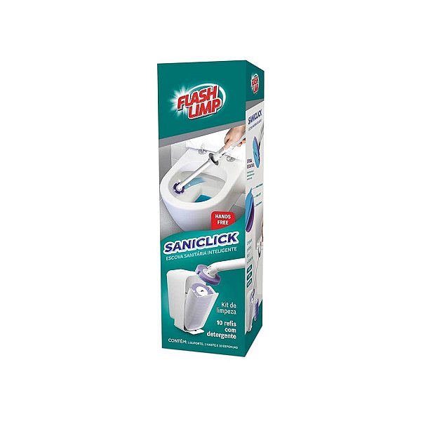 Kit Escova Sanitária Higiênica Saniclick C/ Refil Flash Limp