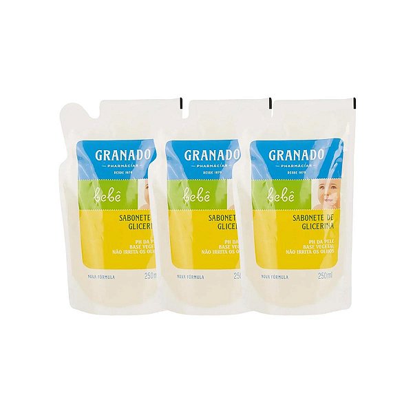 3 Refil Sabonete Glicerina Bebê Tradicional 250ml Granado