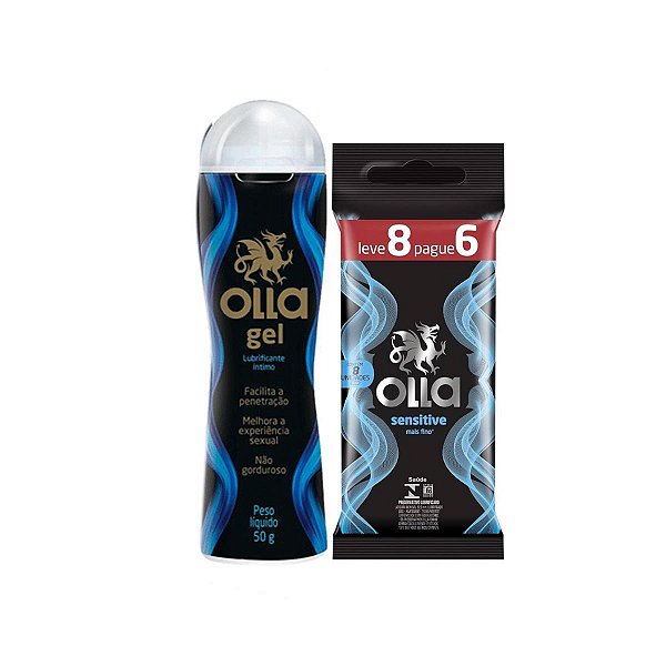 Kit Lubrificante Gel 70g + Preservativo Sensitive 8un Olla