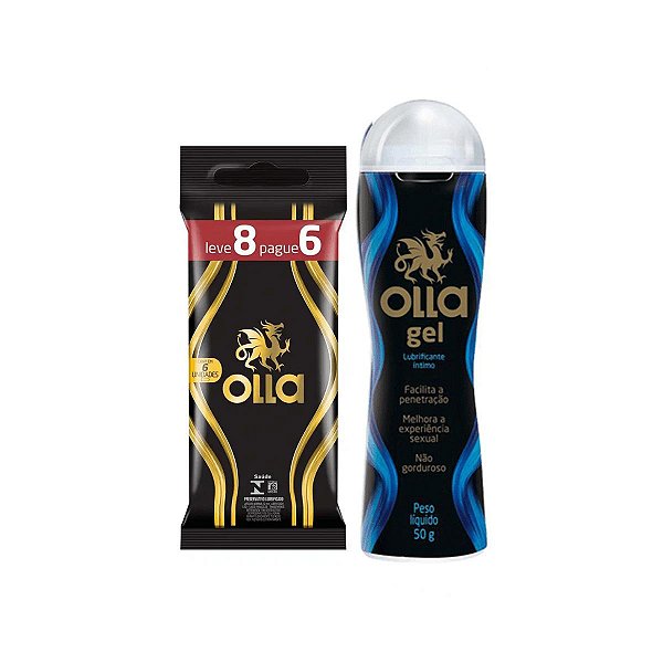 Kit Lubrificante Intimo Gel 70g + Preservativo 8un Olla