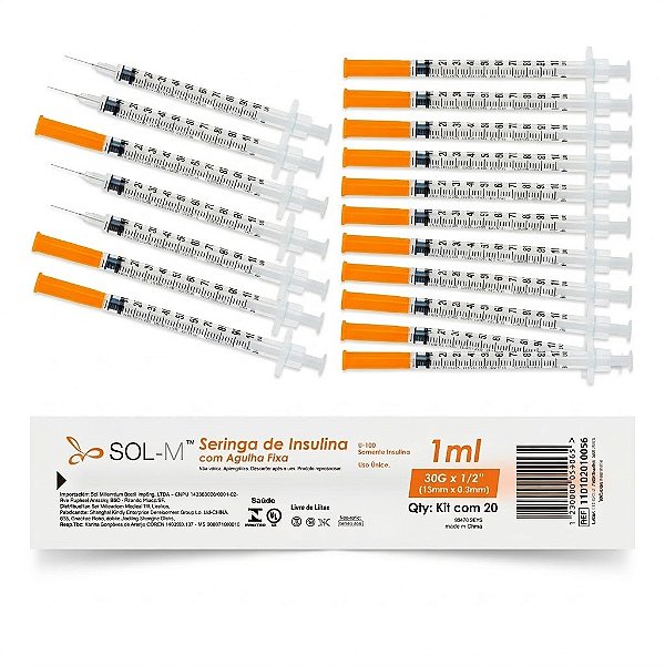 Seringa De Insulina 1,0ml Agulha Fixa 0,30mm X 13 Botox 20u
